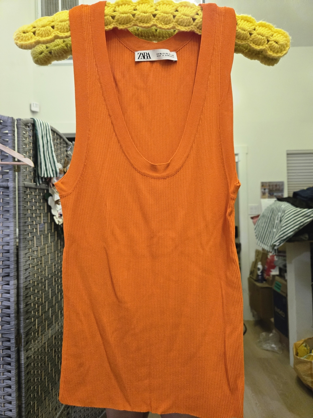 ZARA Women's Orange Ribbed Tank Top